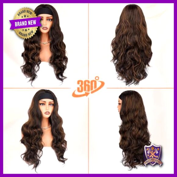 Human Hair Clip-In Bangs with Body Wave Headband Wig